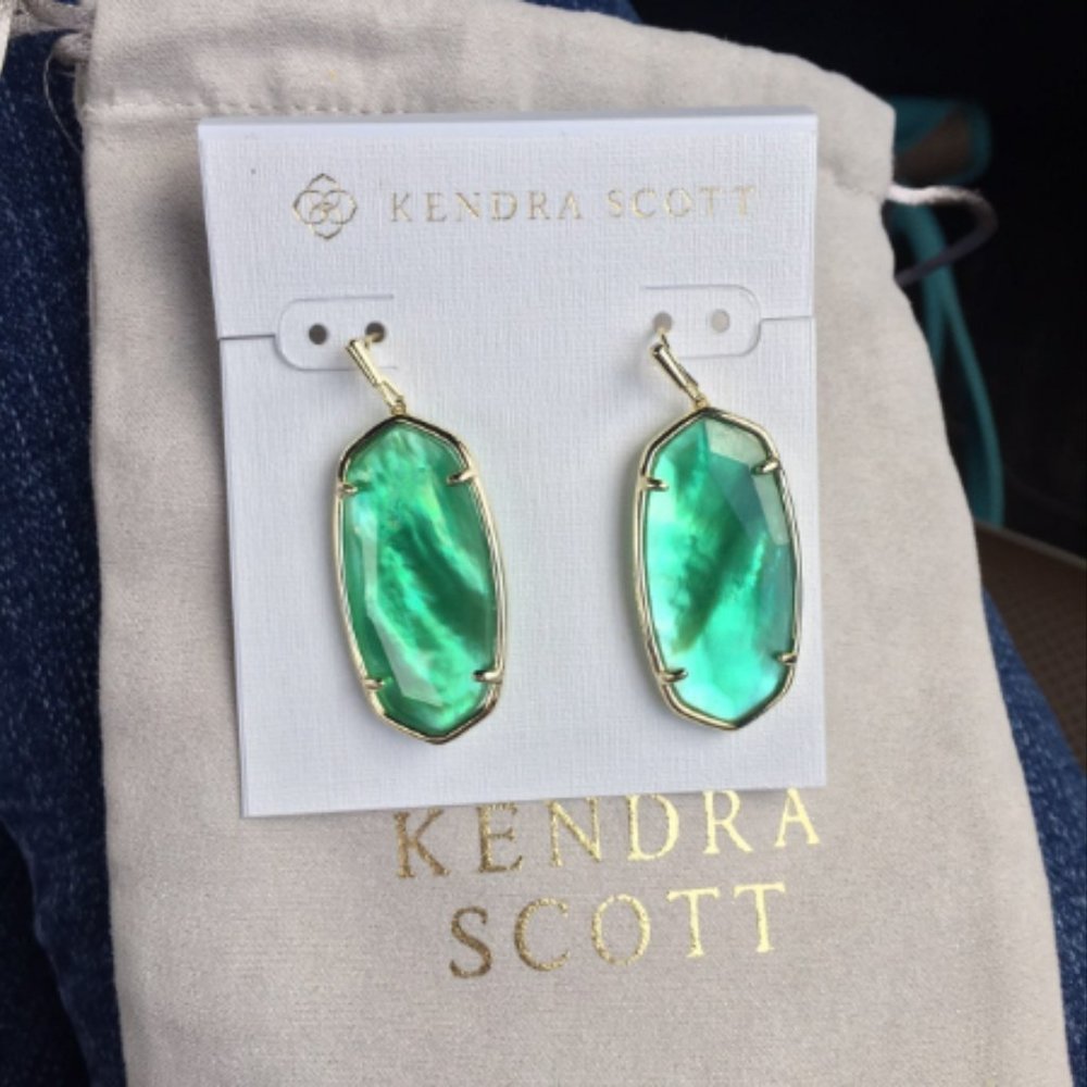 Kendra Scott Jade Green Ilusion Elle Drop Earrings